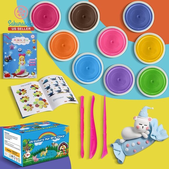 Ifergoo Modeling Clay Kit - 24 Colors Magic Air Dry Ultra Light Clay, Safe & Non - Picture 2 of 7